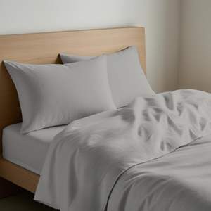 Ensemble de draps en coton gris, taille Queen française, taies d'oreiller incluses - Product Image 3