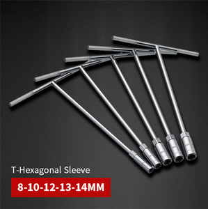10/12/13/14MM Extra langer T-förmiger Griff Flex-Steckschlüssel-Schraubens chl üssel satz für die Wartung von Motorrädern - Product Image 1