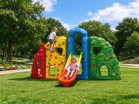 Mur d'escalade pour enfants avec toboggan, équipement de terrain de jeu en plastique pour l'extérieur, structure d'escalade pour maternelle