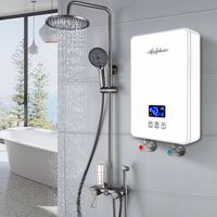 Calentador de Agua Eléctrico Instantáneo de 6000W con Elemento Calefactor de Acero Inoxidable, Potencia Ajustable, Control Táctil LED, Plástico, para Hogar y Hotel