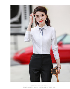 Chemise blanche professionnelle antistatique à manches longues pour femmes pour l'enseignement de formation et <span class=keywords><strong>les</strong></span> entretiens professionnels - Product Image 2