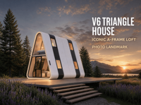 Maison triangulaire préfabriquée en aluminium de style A-frame emblématique avec loft, cabane de glamping de luxe pour appartement, boutique, atelier et villa