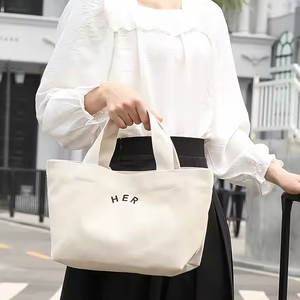 ถุงผ้าแคนวาสแบบรีไซเคิลโลโก้ได้กำหนดเองเป็นมิตรกับสิ่งแวดล้อมกระเป๋าถือขนาดเล็กกระเป๋าผ้าคอตตอนออร์แกนิกสำหรับ100% ถุงช้อปปิ้งที่ทนทาน - Product Image 3