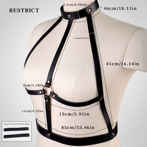 Harnais en cuir PU style BDSM Bondage Punk pour femme, soutien-gorge cage de contention, <span class=keywords><strong>taille</strong></span> unique réglable, lingerie de poitrine, exercices de Kegel - Product Image 6