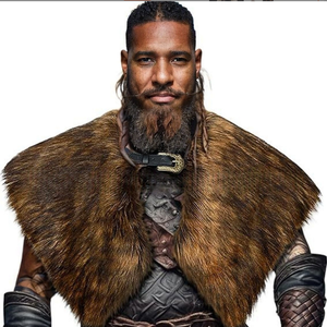 Cuello de piel Ropa de invierno <span class=keywords><strong>Rey</strong></span> Guerrero Capa Vikingo Mantón de piel Guerrero medieval Capa de piel artificial Disfraz de cosplay de Halloween - Product Image 2