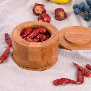 برطمان توابل مطبخ خشبي من الخيزران ، برطمان زيت ملح - Product Image 4