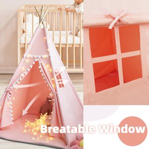 Venta al por mayor de Interior de fábrica al por mayor OEM barato tienda de campaña de juguete indio de madera niños jugar casa tipi <span class=keywords><strong>para</strong></span> niños juegos con estera - Product Image 5