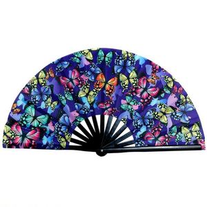 Éventail pliant en bambou 3D populaire de 33 cm, en tissu arc-en-ciel, pour accessoires de fête, artisanat fait main - Product Image 6