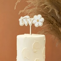 ECCOBELLA Décoration de gâteau réutilisable en acrylique double couche imprimée UV, motif marguerite adorable, pour anniversaire de bébé