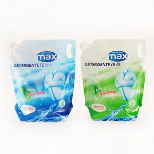 Custom Printing Liquid Detergents Pouch Soap Stand Up Spout Plastic Packaging Laundry Washing Bag