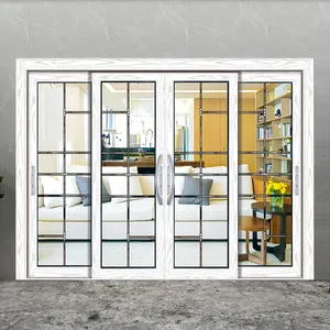 China foshan factory custom made patio aluminum glassdoor french style white color aluminium glass sliding doors