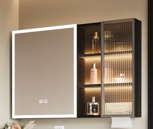 El nuevo gabinete de baño con espejo inteligente de estilo minimalista negro 2026, con potente función de almacenamiento e iluminación. - Product Image 3