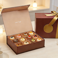 Boîtes cadeaux de luxe rouges en carton rigide avec logo personnalisé, taille et couleur au choix, emballage magnétique en gros avec compartiments pour desserts