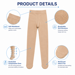 Collants de compression médicale 20-30 mmHg à soutien gradué, fabricant de chaussettes OEM sous marque privée - Product Image 5