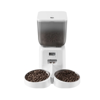 Distributeur intelligent d'aliments pour animaux de compagnie en acier inoxydable et plastique, écologique, 4,5 L, double bol, alimentation à distance via application mobile, programmation de l'alimentation - Vente en gros B2B