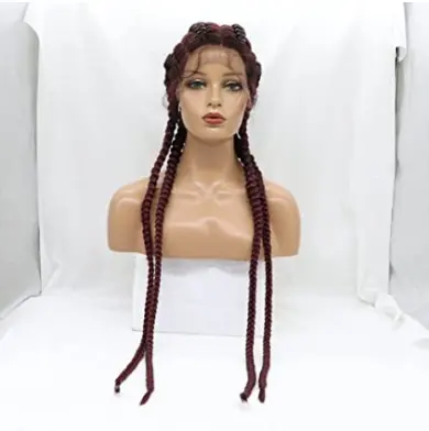 lace braid wigs Lace Front Braid Wig Nature Looking with Baby Hair Synthetic Wigs Hand Tied Heat Resistant Fiber LC0009