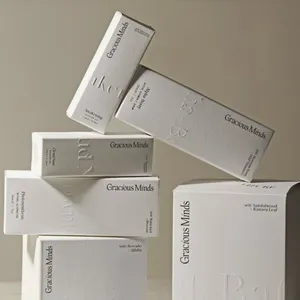 Impressão de logotipo personalizado, caixa de embalagem de papel de textura para cosméticos, cosméticos e cuidados com a pele, reciclável, ecológica e sem laminação