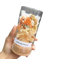 Mini Bouteille en Verre à Vœux avec Bouquet de Fleurs Séchées et Bouchon en Liège – Ornement, Cadeau Souvenir pour la Fête des Enseignants, la Remise des Diplômes, Noël, Décoration d'Intérieur
