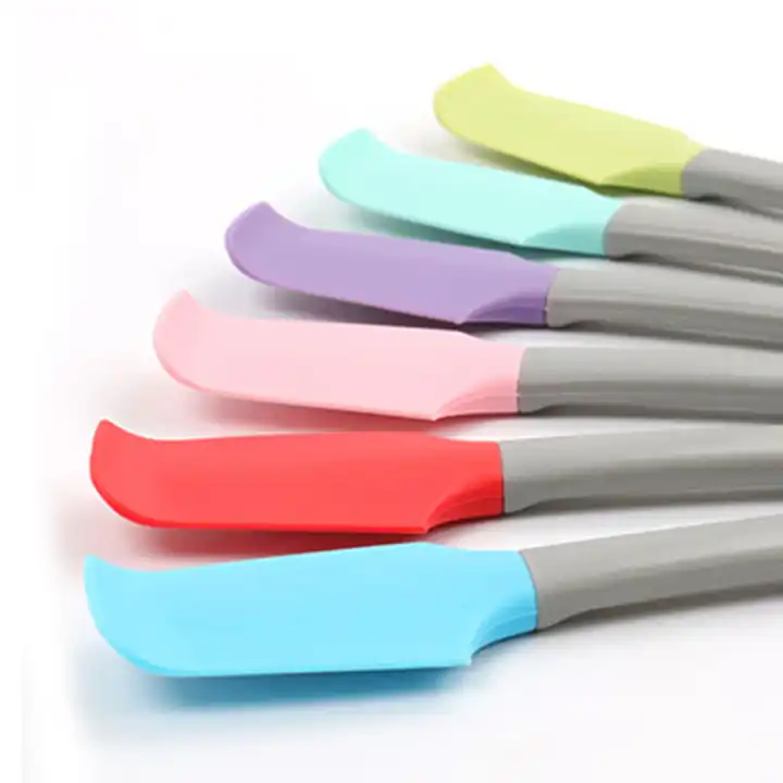 6 colors Non Stick Small Rubber Jar Spatula Tiny Cooking Scraper Pet Food  Can Scoop for Baking Frosting Mixing