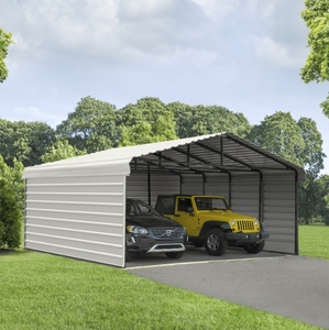 Garage en métal robuste de 20 pieds x 30 pieds pour abri de voiture, de camion et de bateau en acier avec 2 kits de paroi latérale - Product Image 2