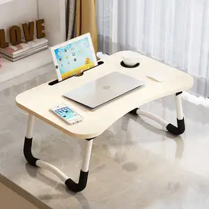 Lubang pendingin pola Retro Natural, tempat tidur laptop tinggi dapat diatur, meja Laptop untuk tempat tidur