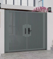 Portail de jardin moderne en aluminium, portail automatique à battants avec moteur électrique, design personnalisé pour maison résidentielle