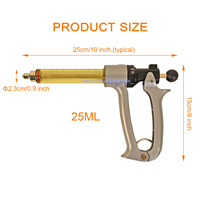 Seringue semi-automatique 25ml pour bétail, seringue Luer Lock à répétition continue réglable pour bovins, vaches, chèvres, moutons et porcs