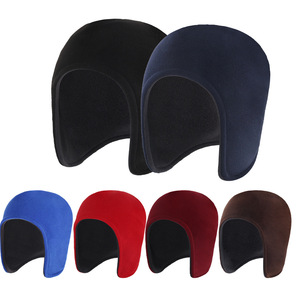 Winter Warm Fleece Hat Face Shield Ski Mask Cycling Helmet Inner Cap Ear Protector Head Strap Solid Color Breathable Keep Warm - Product Image 2