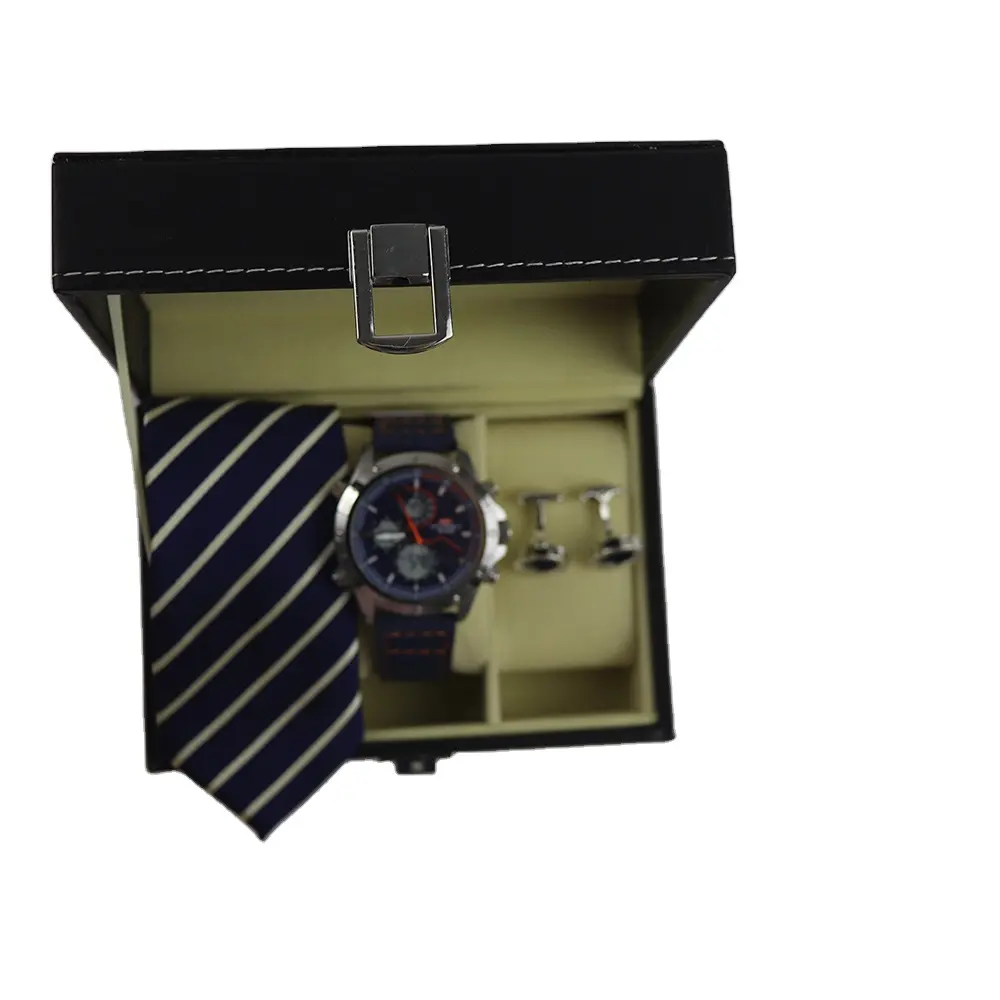 Luxe Nieuw Idee 2022 Blauw Horloge & Tie Horloge Gift Sets Verpakking Voor Jonge Man Relatiegeschenk