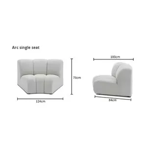 Sofá Seccional de estilo nórdico GEDO, tela de lana de cordero pequeña grande en forma de arco semicircular para el hogar - Product Image 6