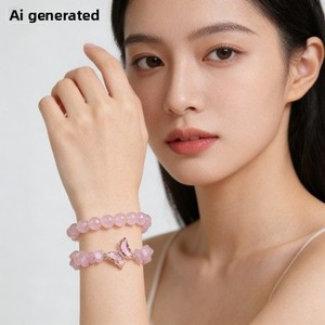 Lot de Bracelets Empilables en Perles avec Breloques Papillon en Améthyste Naturelle et Quartz Rose pour Femme, Idéal pour la Méditation, Cadeau 2026 - Vente en Gros Usine - Product Image 3