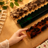 Règle de Mahjong Américain en Acrylique de Luxe Moderne, Règle Magnétique Portable et Étanche en Couleur Écaille de Tortue pour Tuiles de Mahjong, Durable