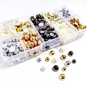 Perles en plastique demi-rondes Celimi KQ-510 6-8mm, perles en résine à fond plat, rivets adhésifs pour sacs - Product Image 1