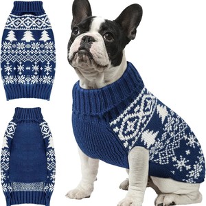 Pull de Noël pour chien, motif nordique rouge, tricot chaud pour petits et moyens chiens, vêtements d'automne et d'hiver pour animaux de compagnie - Product Image 3