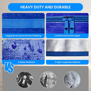 Sacs de rangement mobiles tissés en PP réutilisables extra larges avec fermetures à glissière, <span class=keywords><strong>housse</strong></span> anti-poussière robuste pour vêtements pour le salon - Product Image 3