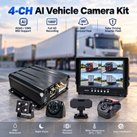 Système de caméra de voiture 4 canaux 1080P MDVR avec écran 7 pouces, 4G LTE, suivi GPS, avertissement de collision IA, surveillance de la fatigue du conducteur, ensemble OEM/ODM