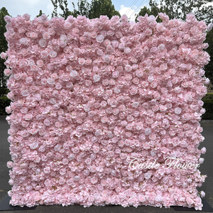 FW630 Mur <span class=keywords><strong>de</strong></span> fleurs <span class=keywords><strong>de</strong></span> mariage enroulable en gros, toile <span class=keywords><strong>de</strong></span> fond 8 pieds x 8 pieds, panneau mural <span class=keywords><strong>de</strong></span> fleurs roses, <span class=keywords><strong>décoration</strong></span> <span class=keywords><strong>murale</strong></span> <span class=keywords><strong>de</strong></span> fleurs artificielles 5D - Product Image 2