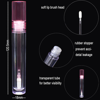 Emballages de luxe en plastique de haute qualité pour rouges à lèvres, tubes ronds transparents de 5,5 ml pour gloss à lèvres avec bouchon à vis et pinceau coloré