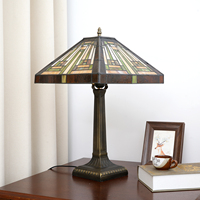   Lampe de table de style mission, en verre teinté brun ambré, pour la décoration des chambres, du salon, du bureau et du bureau à domicile
