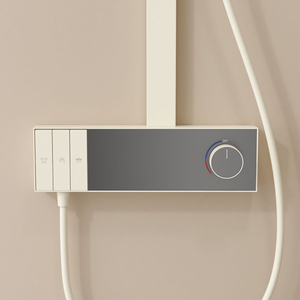 Set Doccia Termostatico <span class=keywords><strong>in</strong></span> Rame <span class=keywords><strong>con</strong></span> Display Digitale Stile Minimalista, Barra Scorrevole, Soffione Superiore Intelligente e Doccetta Multifunzione - Product Image 2