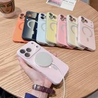 Coque de téléphone magnétique sans fil de luxe couleur macaron pour iPhone 18 17 Pro Max, étui de protection antichoc avec lentille en verre