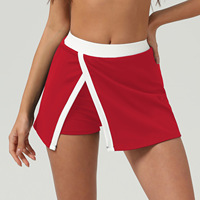 Jupe-culotte de tennis unie mi-longue avec fente anti-exposition pour sports de plein air