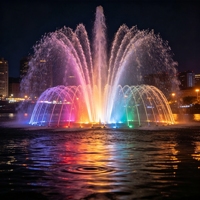 Fontaine musicale circulaire extérieure à jets multiples, LED RGB, eau dansante, en acier inoxydable, programmable et durable