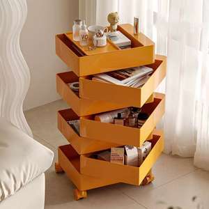 Carrito de Almacenamiento Naranja con 6 Cajones sobre Ruedas para Dormitorio o Cuarto de Niños - Product Image 4