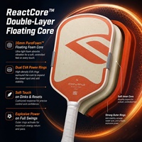 Pala de Pickleball ReactCore de 16 mm Aprobada por la USAPA, Núcleo Flotante de Doble Capa, Fibra de Carbono Cruda T700, Espuma Pura, Raqueta Profesional