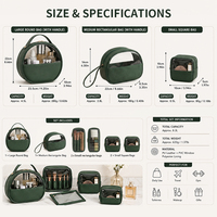 Ensemble de toilette de luxe en cuir végétalien personnalisé avec logo, approuvé par la TSA, cubes de rangement transparents, trousse de maquillage