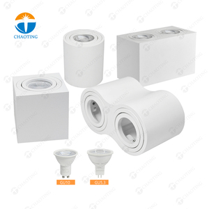 Montage en Surface en aluminium simple <span class=keywords><strong>Double</strong></span> tête Spot de plafond vers le bas luminaire carré rond LED boîtier de Spot Mr16 - Product Image 1