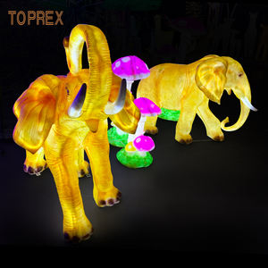 टोपरेक्स इको-फ्रेंडली आउटडोर एलईडी लाइट्स लॉन गार्डन थीम पार्क फेस्टिवल सजावट के लिए बड़े राल हाथी की मूर्तियां मूर्तिकला - Product Image 3