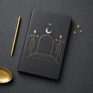 Diario de Tapa Dura de Cuero PU Negro con Grabado en Relieve Dorado, Cuaderno con Diseño de Luna Creciente, Diario de Escritura Premium para Notas y Apuntes - Product Image 4