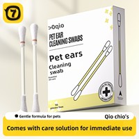 Gouttes nettoyantes douces pour les oreilles, éliminent les acariens, kit complet de soins auriculaires comprenant 50 bâtonnets de nettoyage pour chiots et chatons